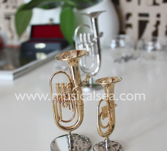 Miniature Golden Tuba Musical Instrument